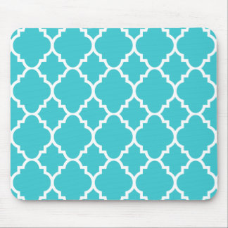 Turkos Aqua Blue Quatrefoil Moroccan Mönster Musmatta