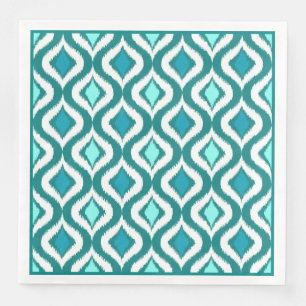 Turkos Aqua Blue Retro Chic Ikat Drops Mönster Pappersservett