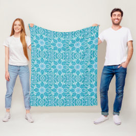 Turkos Aqua Blue Silver Gnistra Effekt Fleecefilt