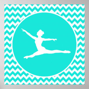 Turkos, Aqua Färg Chevron; Ballet Poster