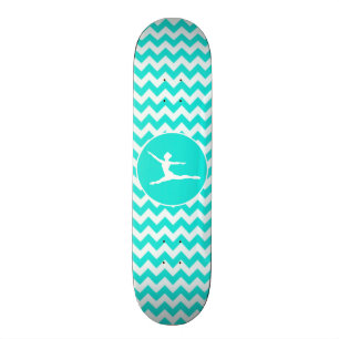 Turkos, Aqua Färg Chevron; Ballet Skateboard Bräda 20,5 Cm