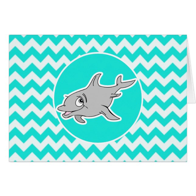 Turkos, Aqua Färg Chevron; Dolphin Hälsningskort (Framsidan Horizontal)