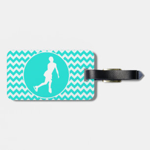 Turkos, Aqua Färg Chevron; Figur Skating Bagagebricka