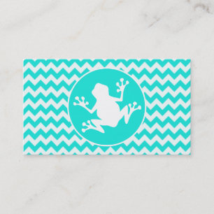 Turkos, Aqua Färg Chevron; Frog Visitkort