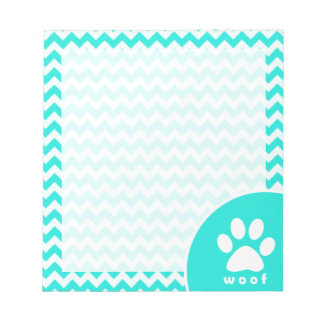Turkos, Aqua Färg Chevron; Paw Print Anteckningsblock