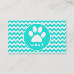 Turkos, Aqua Färg Chevron; Paw Print Visitkort