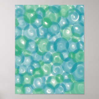 Turkos Aqua Glansig Bubbelmönster Abstrakt Väggkon Poster