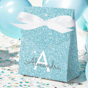 Turkos Aqua Glitter & Glans Monogram Presentaskar