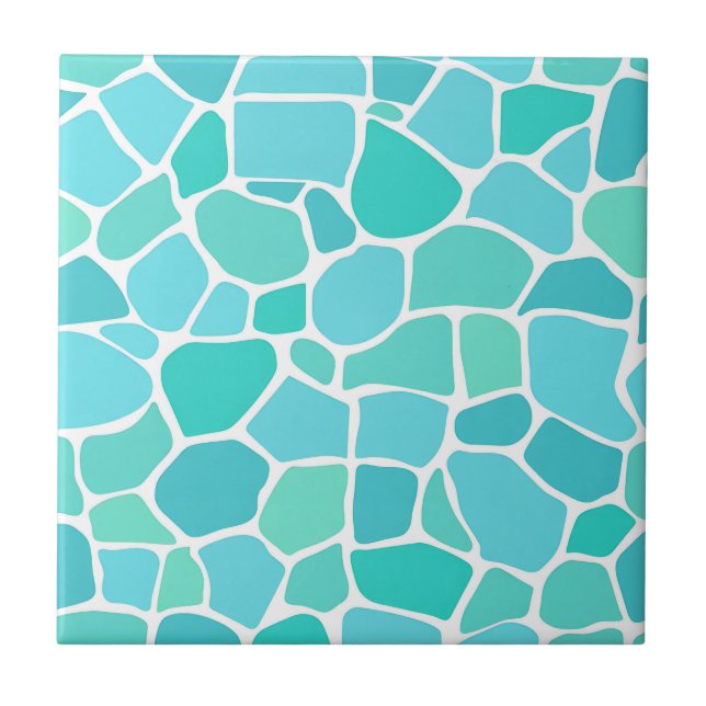 Turkos Aqua Havsglas Mosaic Mönster Kakelplatta (Framsidan)