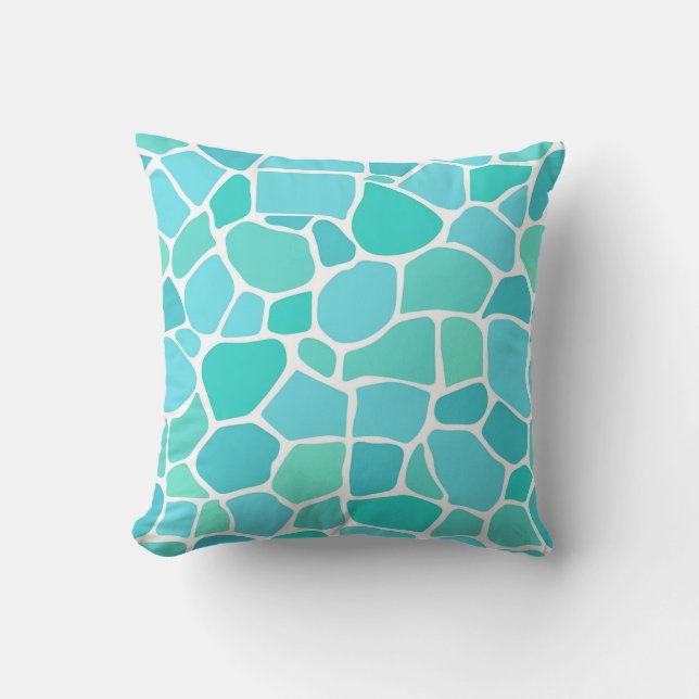 Turkos Aqua Havsglas Mosaikmönster Kudde (Framsida)