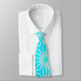 Turkos, Aqua och Grå Blommor med Cyan  Slips