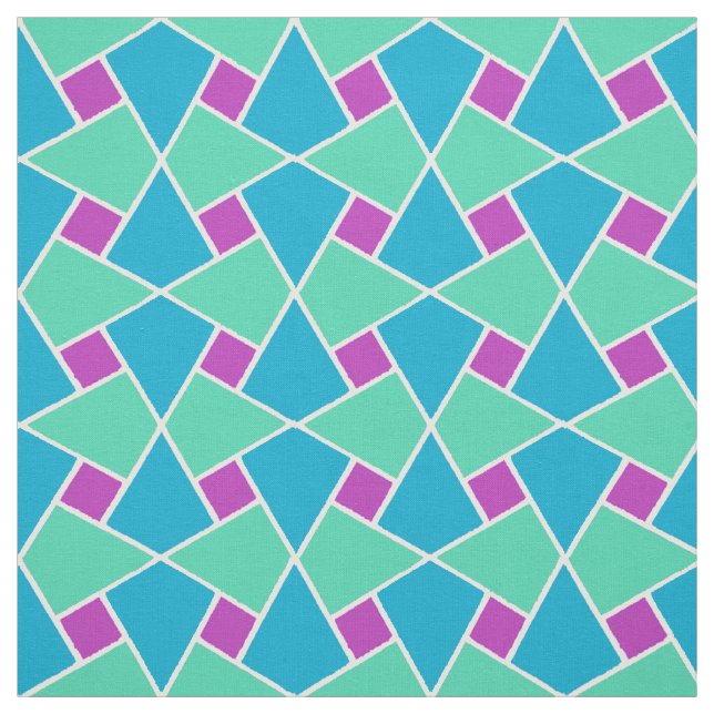 Turkos Aqua, purpurfärgat islamiskt geometriskt Tyg (Provkarta)