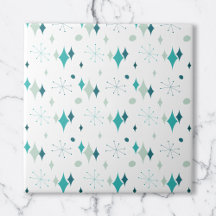 Turkos, Aqua Stjärnexplosion Mid Century Modernt M