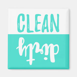 Turkos (Aqua Teal) White Clean Dirty Dishwasher Magnet
