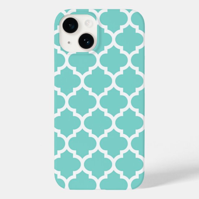 Turkos Aqua Vit Marockansk Quatrefoil Mönster #5 (Baksida)