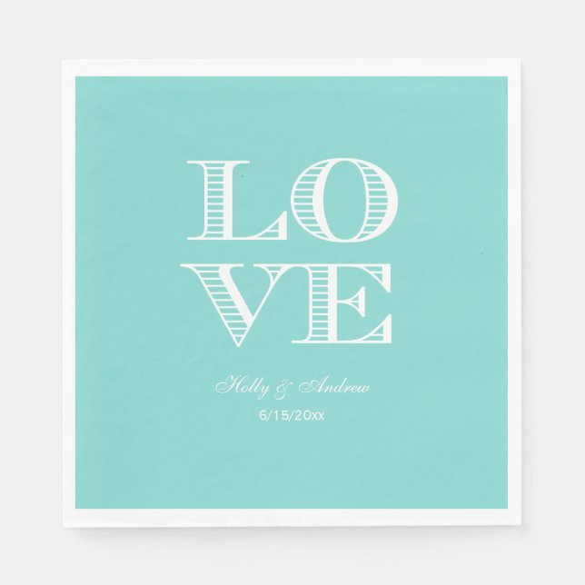 Turkos Aqua, Vita LOVE Servetter (Framsidan)