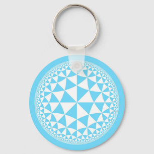 Turkos Aqua & White Triangle Filled Mandala Nyckelring