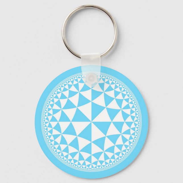 Turkos Aqua & White Triangle Filled Mandala Nyckelring (Framsida)