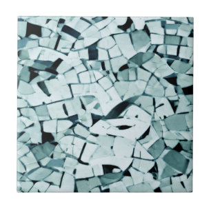 Turkos aquamarin tumlad mosaik kakelplatta
