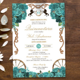 Turkos Aquamarine Western Charra Quinceañera Inbjudningar