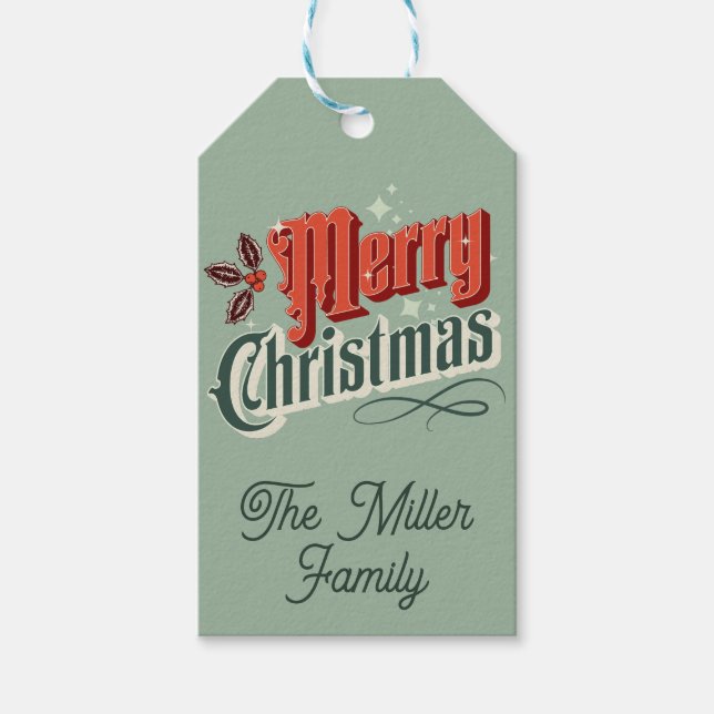 Turkos årgång - juldesign presentetikett (Framsidan)