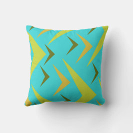 Turkos-bakgrund med pilarna grått och gult kudde