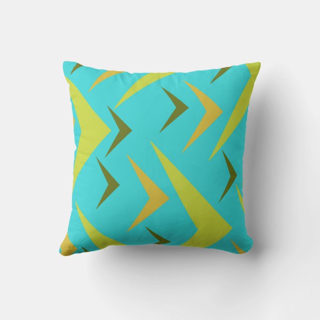 Turkos-bakgrund med pilarna grått och gult kudde (Baksida)