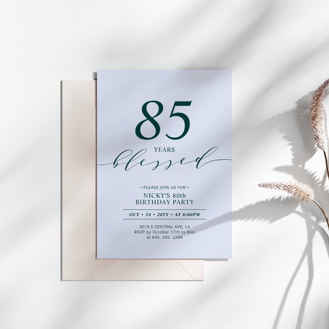 Turkos & Blå | 80 år älskad 80-årsfest Inbjudningar (Skapare uppladdad)