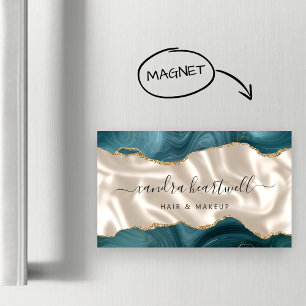 Turkos Blå Agat Guld Glitter Lyx Magnetiska Visitkort