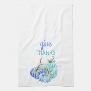 Turkos Blå Aqua Taupe Pumpa Höst Fall Kökshandduk