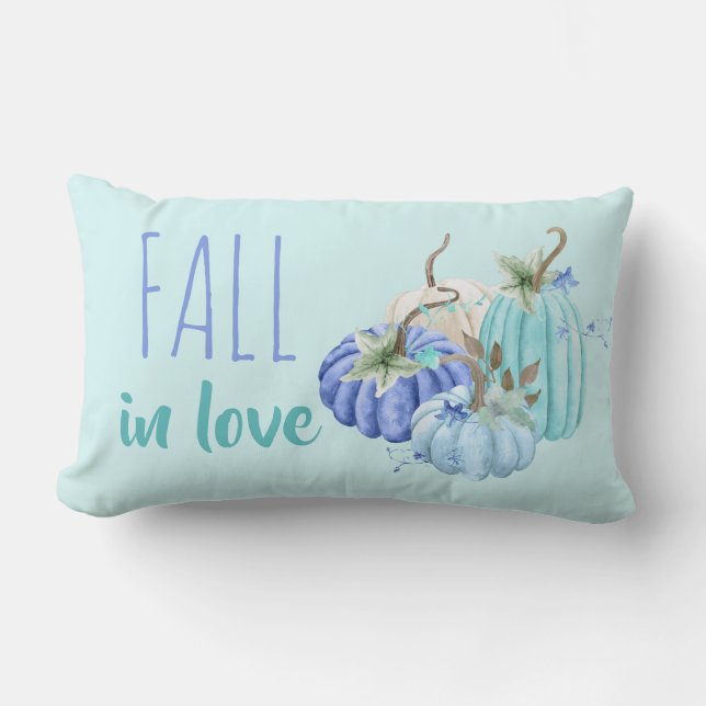 Turkos Blå Aqua Taupe Pumpa Höst Fall Lumbarkudde (Framsida)