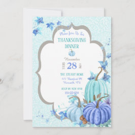 Turkos Blå Aqua Taupe Pumpa Thanksgiving Inbjudningar