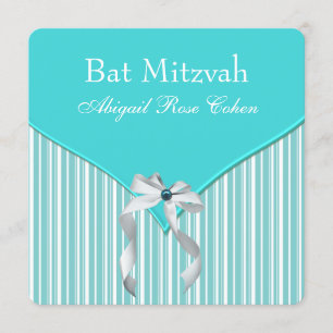 Turkos Blå Bat Mitzvah Inbjudningar
