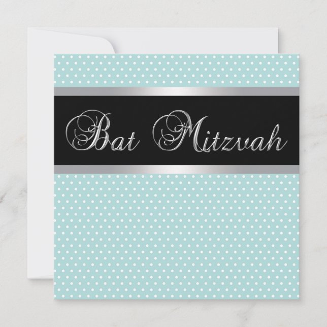 Turkos Blå Bat Mitzvah-inbjudningar Inbjudningar (Framsida)