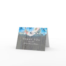 Turkos Blå Blommig Rustik Bröllopstackkort