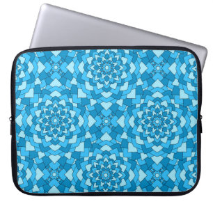 Turkos blå blommigt geometrisk sömlös mönster i laptop fodral