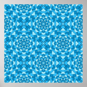 Turkos blå blommigt geometrisk sömlös mönster i poster