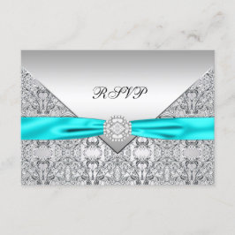 Turkos Blå Diamant Bröllop RSVP OSA Kort