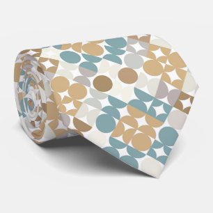 Turkos Blå Grön Grå Taupe Beige Konst Mönster Slips