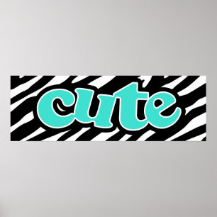 Turkos; Blå Grönt CUTE; zebra ränder Poster