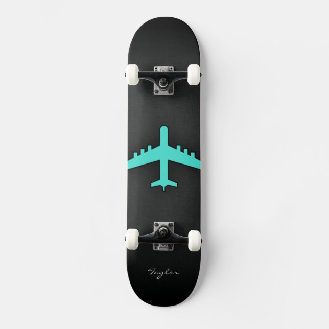 Turkos-, blå Grönt-flygplan Skateboard Bräda 21,5 Cm (Framsida)