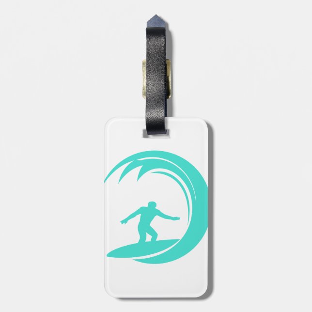 Turkos; Blå Grönt Surfing Bagagebricka (Baksidan Lodrät)