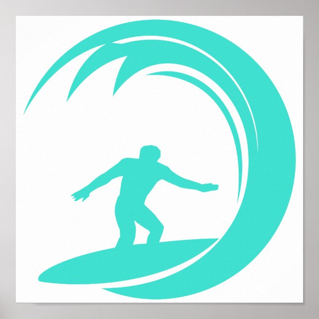 Turkos; Blå Grönt Surfing Poster (Framsidan)