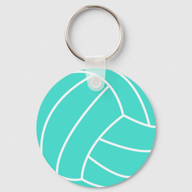 Turkos; Blå Grönt Volleyball Nyckelring (Framsida)