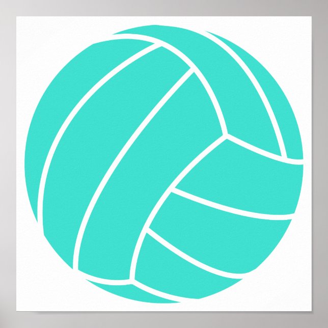 Turkos; Blå Grönt Volleyball Poster (Framsidan)