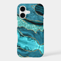 Turkos Blå Guld Glitter Aqua Turkos iPhone-fodral