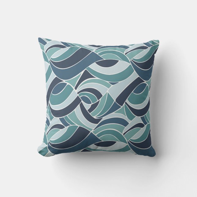 Turkos & Blå Havsvågor Kastkudde Kudde (Framsida)