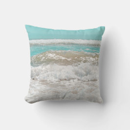 Turkos Blå Himmel Hav Vågor Skum Kudde