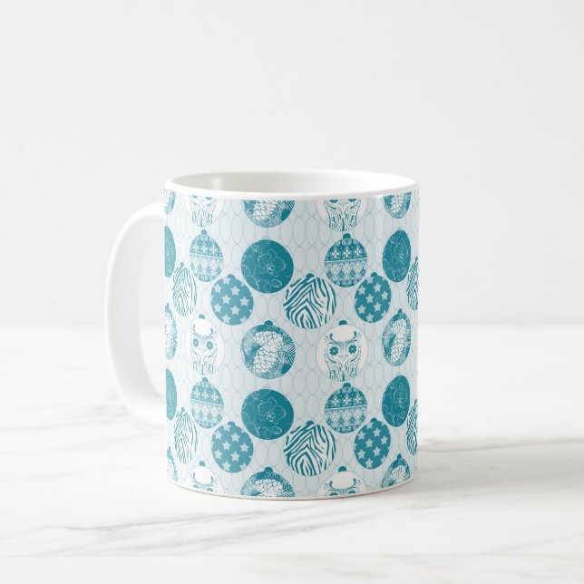 Turkos, Blå, Julmönster Kaffemugg (Framsida vänster)