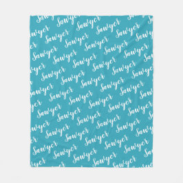 Turkos Blå Kalligrafi Personligt Upprepat Namn Fleecefilt